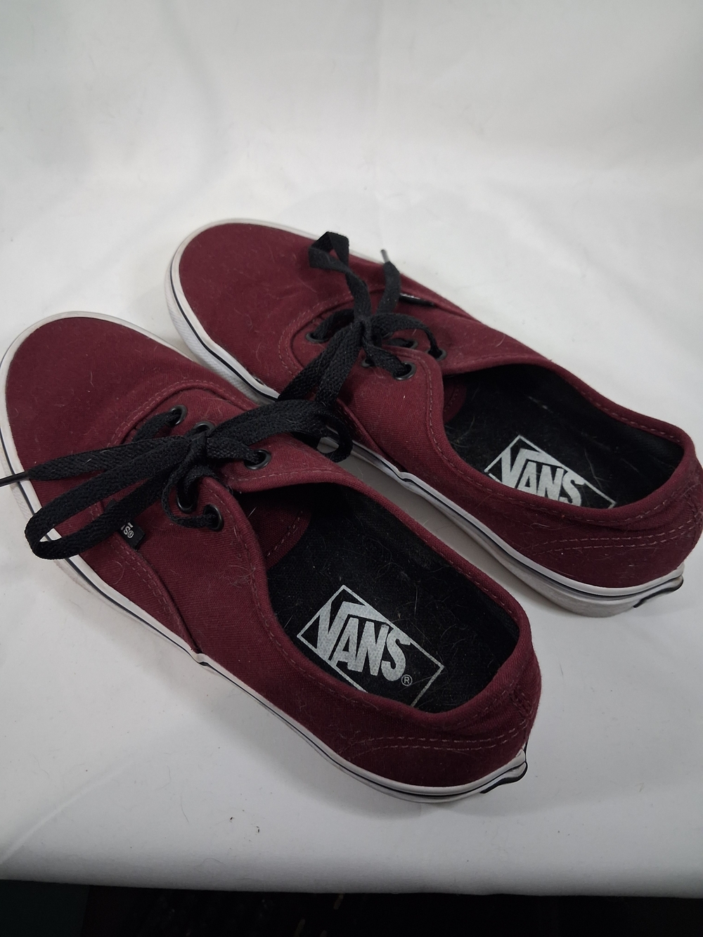 Vans Burgundy Canvas Sneakers with Black Laces